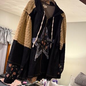 POL Black and Tan Bomber Jacket with Star Design